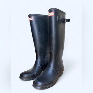 Hunter Womens Matte Black Original Tall Rain Boot Outdoor Waterproof Size 10